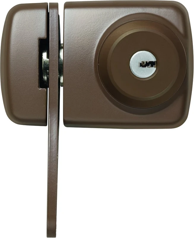 ABUS 589263 7535 B Door Rim Lock with Blocking Clip/Cylinder on Both Sides for Thin Doors Brown