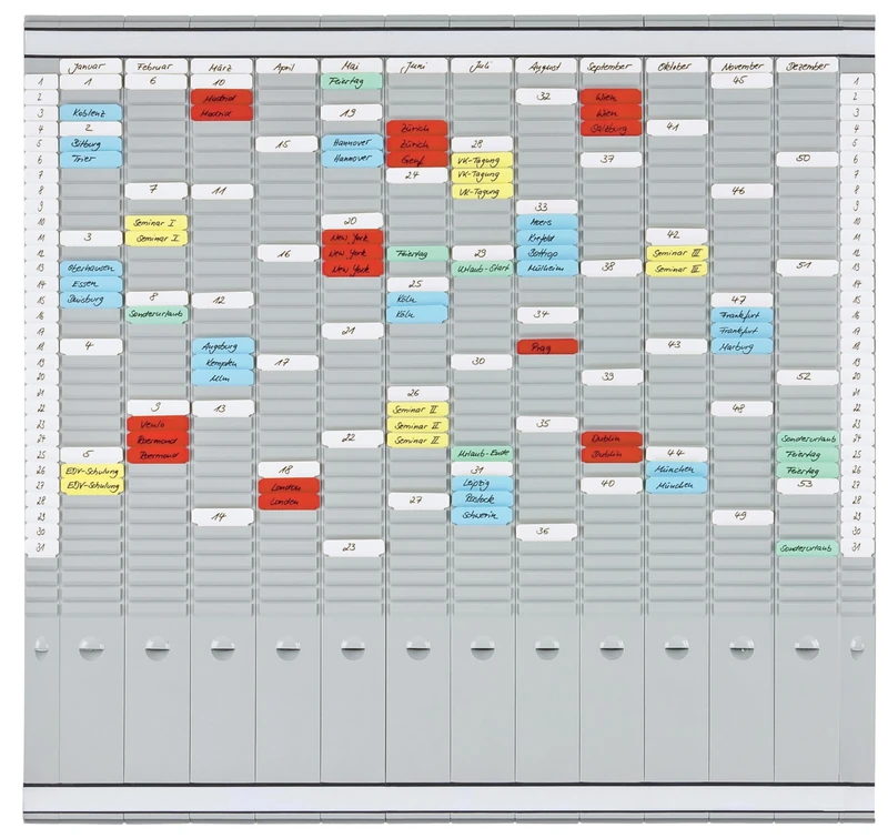 Franken PV-SET4 T-Card Office Planner with German Headings 81.9 x 78 cm 12 + 2 Index 35 Items