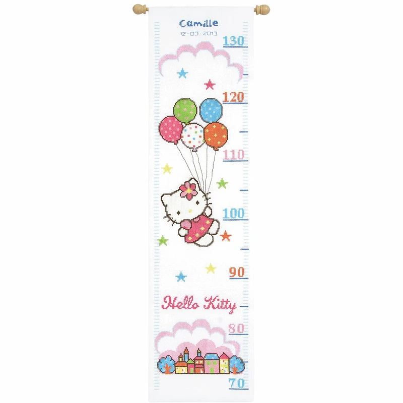 Vervaco Height Chart Hello Kitty Counted Cross Stitch, Multi-Colour