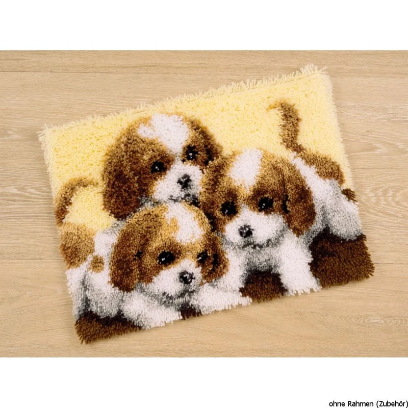 Vervaco Three Puppies Latch Hook Rug Kit, Multi-Colour - Image 1