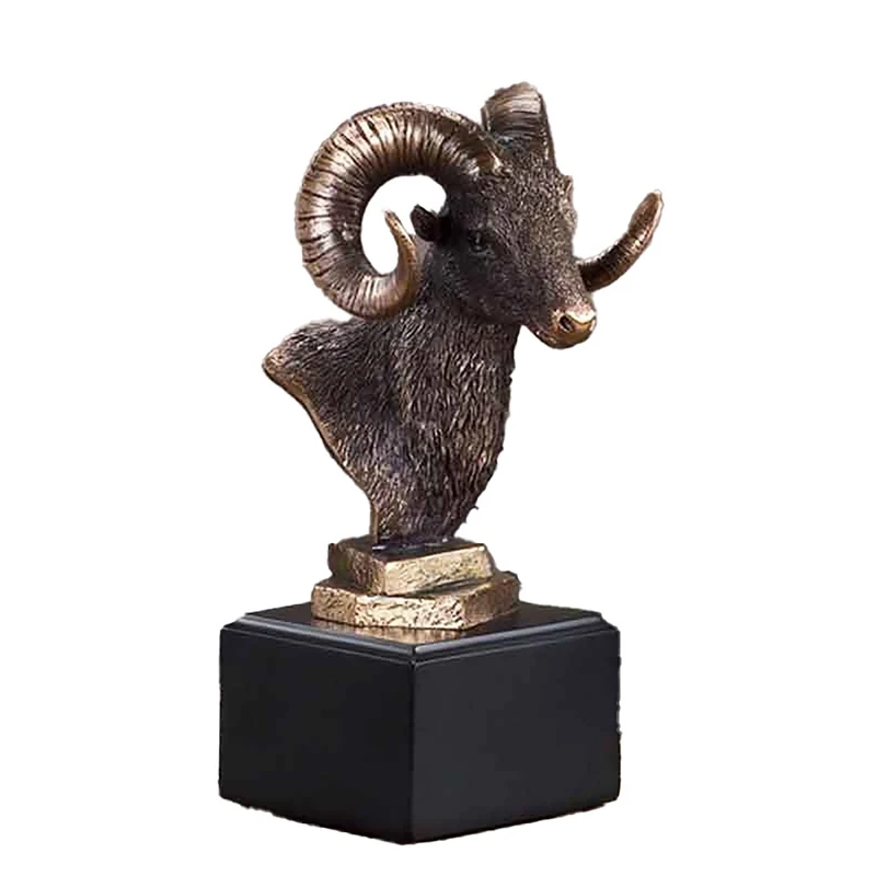 BullMarketGifts Ram Bust Statue - Bronze Finish