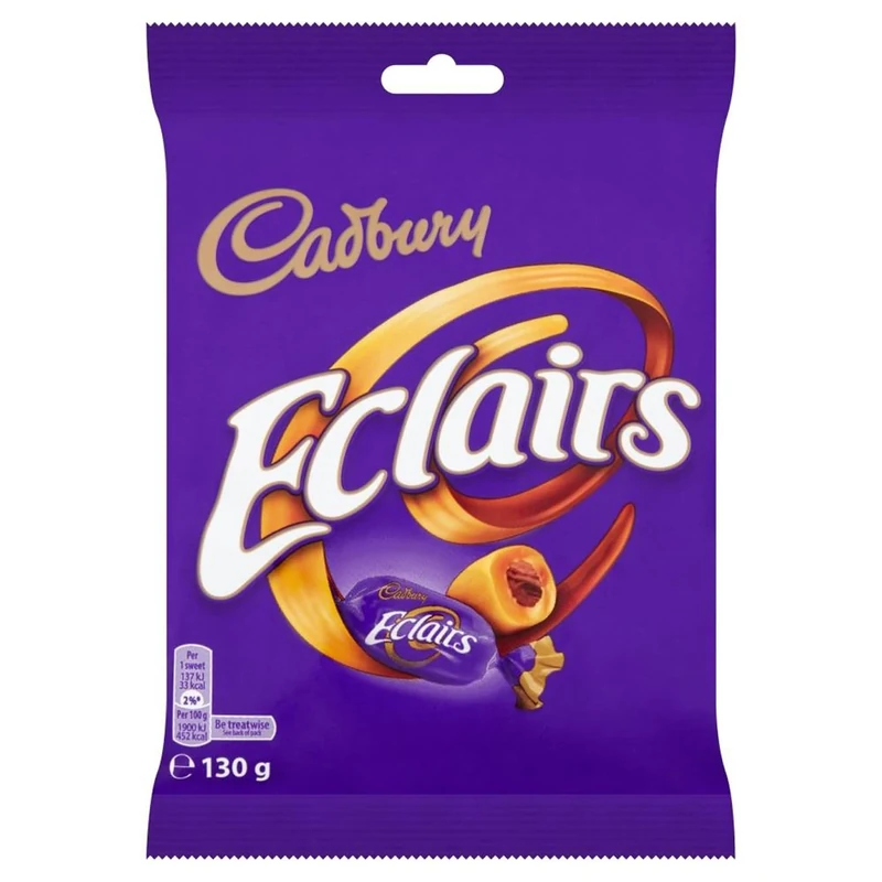 Cadbury Eclairs Chocolate Bag, Caramels with Milk Chocolate Centres, Delicious Chewy Treats, 130 g (Pack of 12)