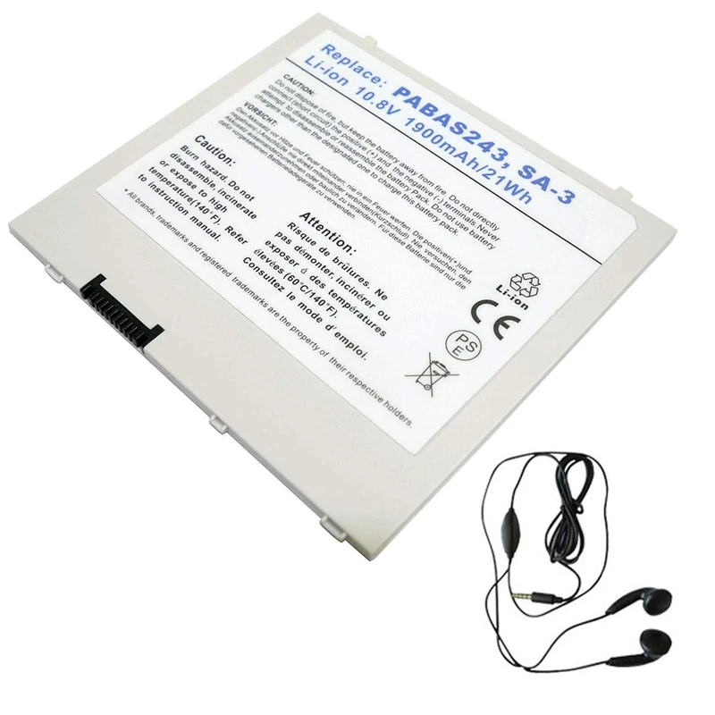 amsahr PABAS243-03 Replacement Battery for PANASONIC PABAS243, AT100-001, 10 Thrive, AT100-100, AT105-T1032, AT300 - Includes Stereo Earphone ()