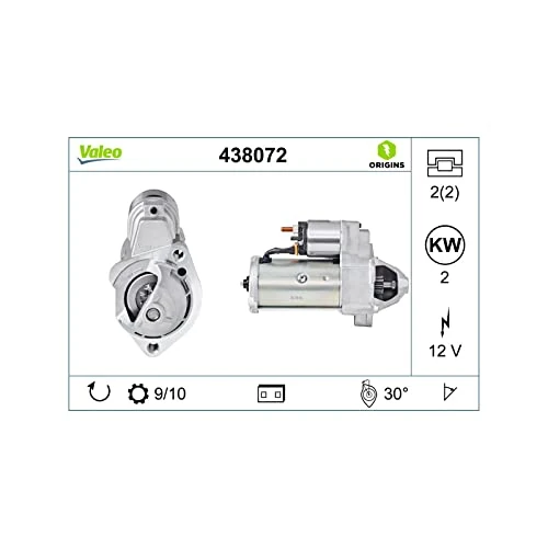 VALEO 438072 Starter Power: 2 kW Stop & Start: NO Number of teeth: 10 teeth Voltage: 12 V Rotation direction: CLOCKWISE