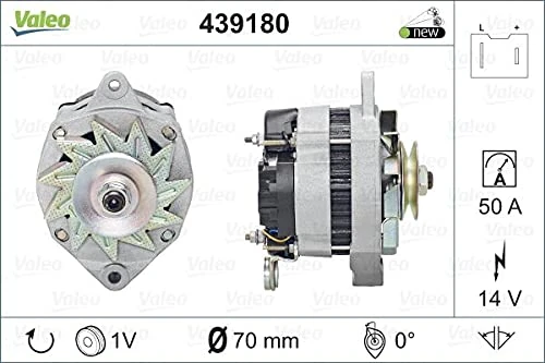 VALEO 439180 Alternator Alternator Charge current: 60 Amp Grooves: 1 grooves Pulley diameter: 63 mm Voltage: 14 V Rotation direction: CLOCKWISE