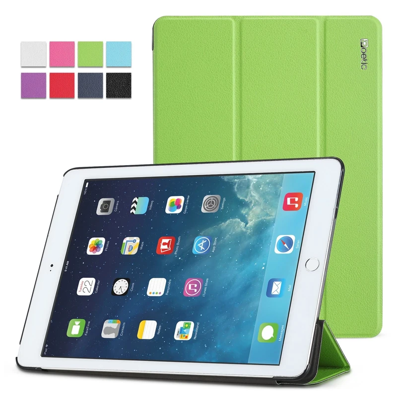 iPad Air Case - Poetic iPad Air Case [Slimline Series] - [Lightweight] [Ultra-slim] PU Leather Slim-Fit Trifold Cover Stand Folio Case for Apple iPad Air (5th Generation iPad) Green (3 Year Manufacturer Warranty From Poetic)