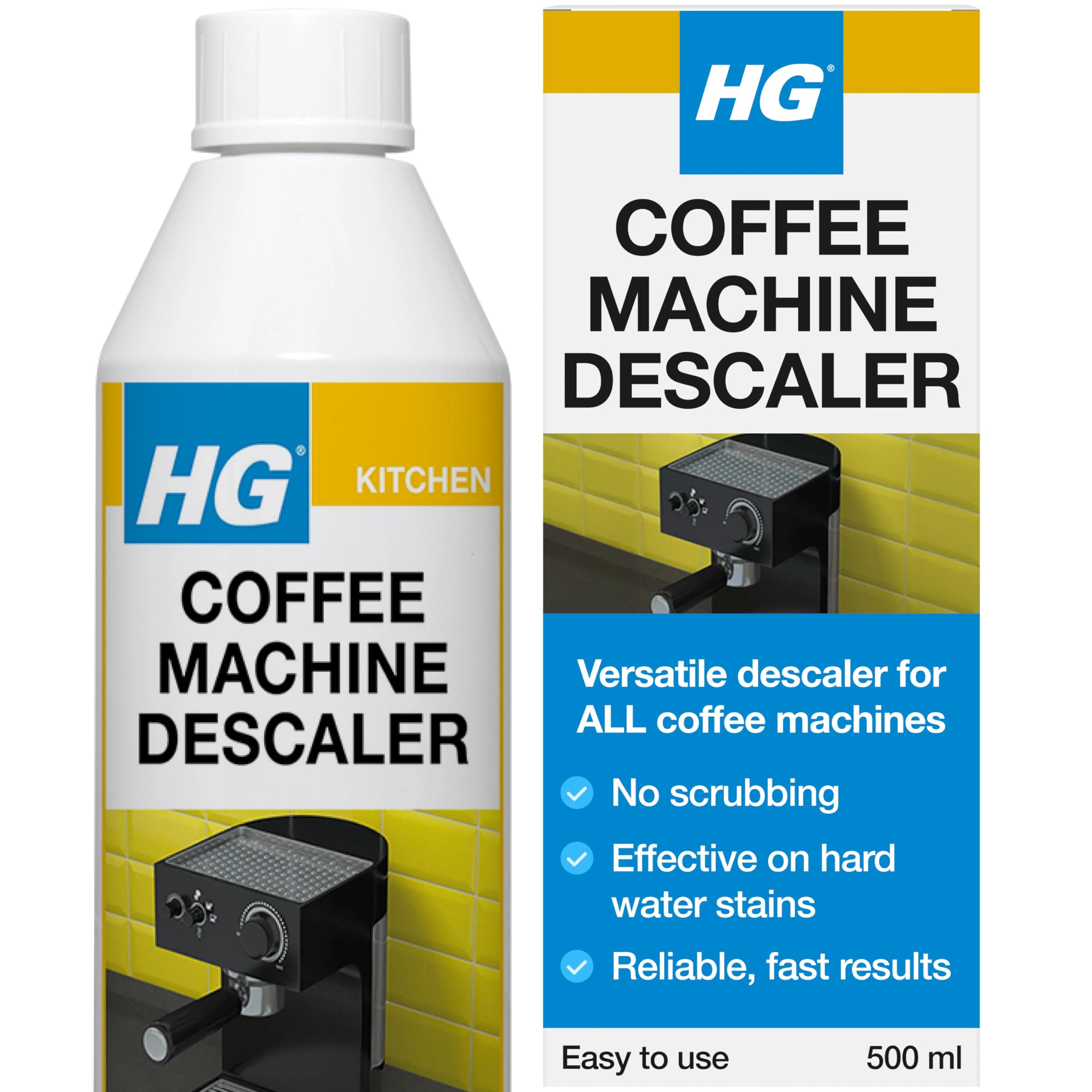 HG Coffee Machine Descaler, Tough Scale Remover for Espresso & Pod Machines – 500ml