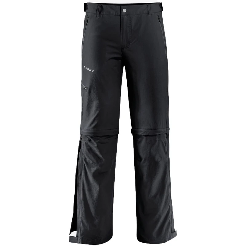 Vaude Men Me Farley Stretch T-Zip II Long Zip-off Pants for Hiking - Black/Black, 48