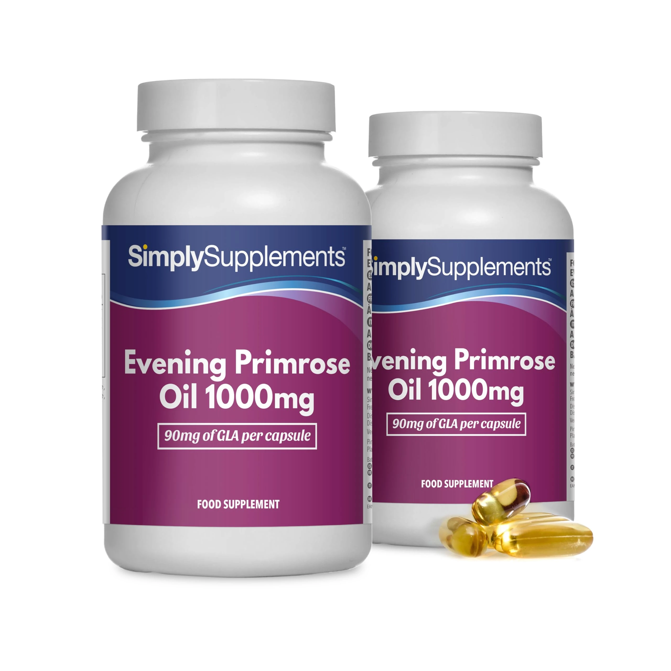 Evening Primrose Oil 1000mg Capsules | Supports Hormonal Balance & Healthy Skin | with Added Vitamins B6 & E | 360 Softgels Capsules = 4 Months’ Supply | GMP-Certified & UK-Made