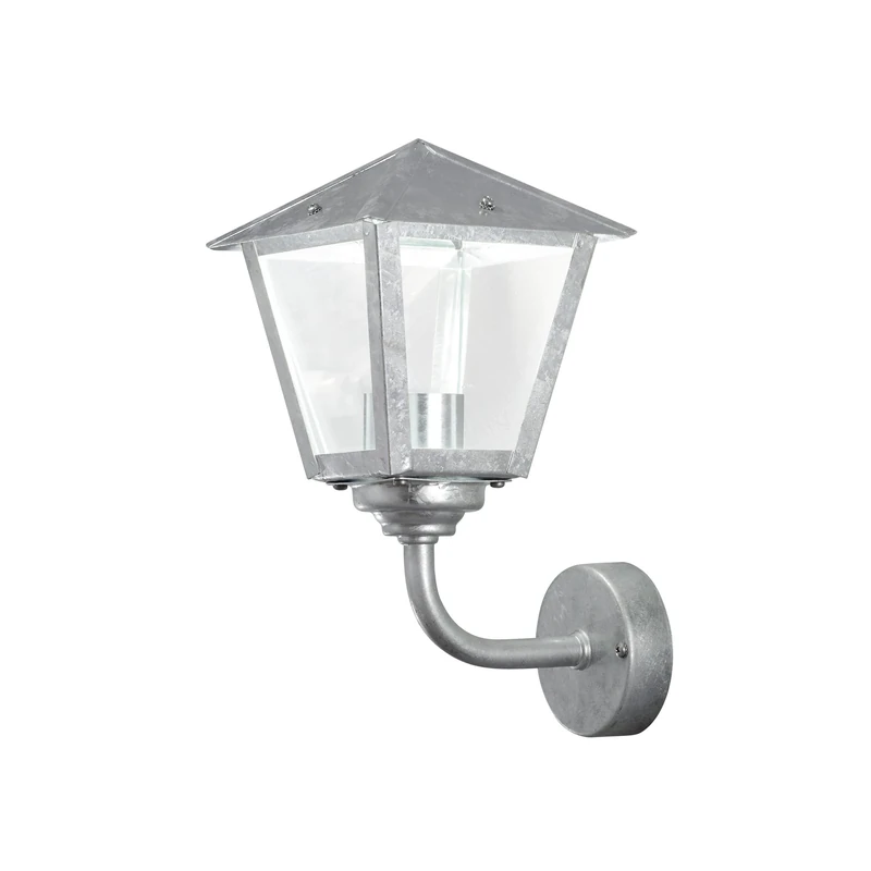 Konstsmide Outdoor Wall Light Mains Powered/Benu Up Classic Coach Lantern/High Power LED Dimmable 1 x 8 W Wall Lamp/Clear Glass Panels/Hot Dipped Galvanised/IP23/Galvanised Steel Outside Light