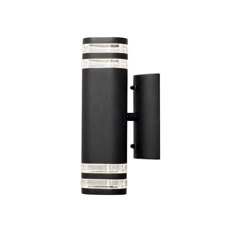 Konstsmide Outdoor Wall Lights Mains Powered/Modena Light Double Up Down/2 x 35 W GU10 Max Lamp/Clear Acrylic Lens/Aluminium/IP44/Outside Light Matt Black