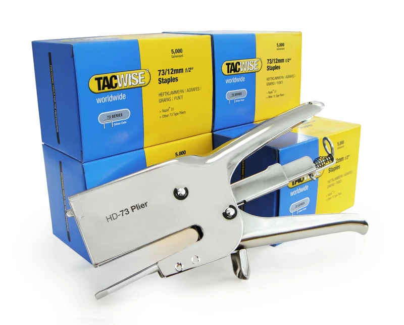Tacwise 1199 HD-73 Heavy Duty Plier Stapler with 5 Boxes of 5,000 73/12mm Staples, Chrome