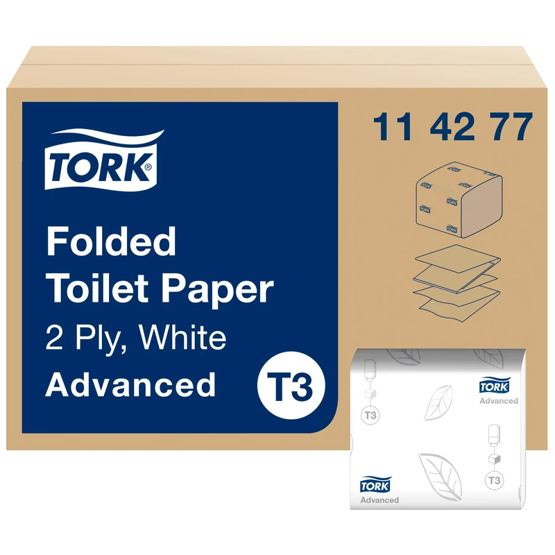 Tork Folded Toilet Paper White T3, Advanced, 2-ply, 36 x 252 Sheets, 114277