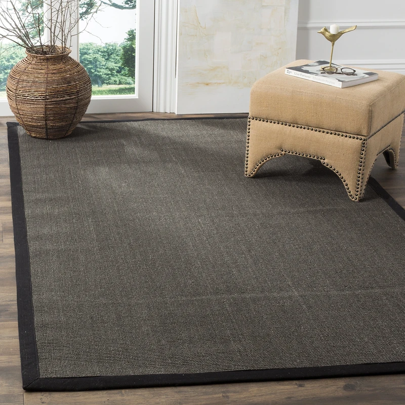 Safavieh Natural Fiber Indoor Woven Rectangle Area Rug, Natural Fiber Collection, NF441, in Charcoal / Charcoal, 91 X 152 cm for Living Room, Bedroom or Any Indoor Space
