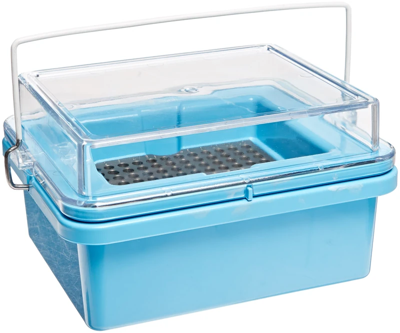 Heathrow Scientific HD120076 True North Mini Cooler with Lid for 2.0 ml, 96 mm Tube, Polycarbonate, Maximum Temperature 20 Degrees, Blue - Image 1