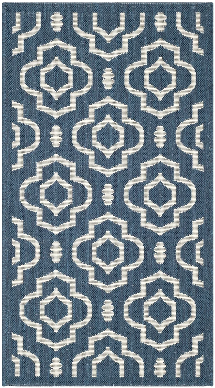 Safavieh Trellis Indoor/Outdoor Woven Rectangle Area Rug, Courtyard Collection, CY6926, in Navy / Beige, 79 X 152 cm for Garden, Patio or Any Outdoor Space
