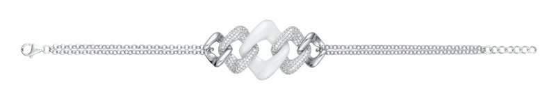 Ceranity - 1-32/0013-B - Women's Bracelet - 925/1000 Sterling Silver - 5.8 g - Cubic Zirconia - White - 19 cm, 19 cm, Ceramic, Cubic Zirconia - Image 1