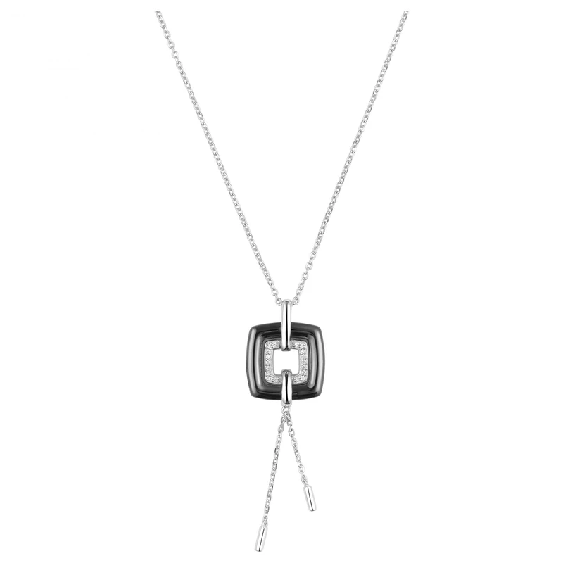 Silver Necklace - Phebus Woman, Ceramic, Cubic Zirconia - Image 1