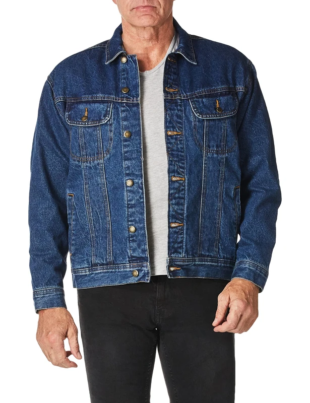 Wrangler mens Rugged Wear Flannel Lined Denim Jacket - blue - XL Tall