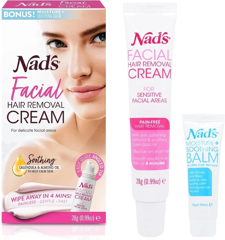 Nad's Facial Hair Removal Cream & Balm - 28g, Pain-Free, All Skin