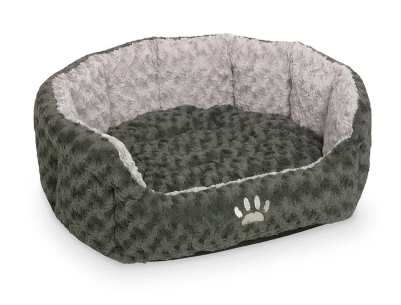 Nobby Padded Plush Oval Bed Seoli, 86 x 70 x 24 cm, Dark Grey/ Light Grey