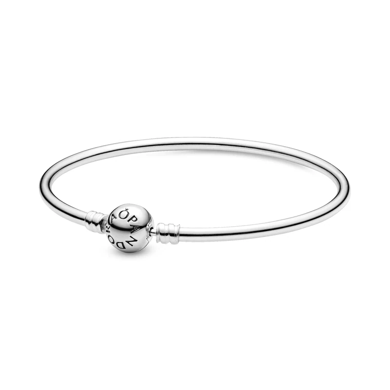 PANDORA Moments Women's Sterling Silver Bangle Bracelet for Charms, Size 21, No Box