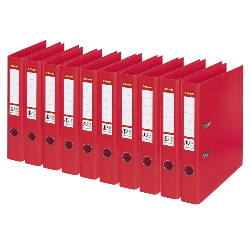 Esselte A4 Lever Arch File, Red, 52mm Spine, Plastic, Pack of 10, Vivida Range, 624072