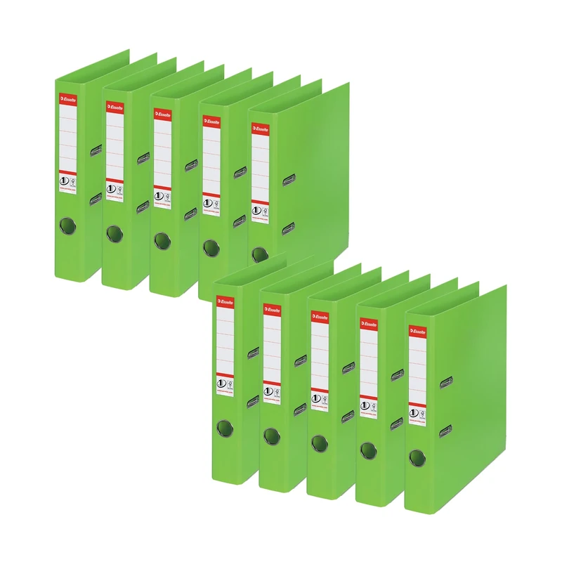 Esselte No.1 VIVIDA A4 Plastic Lever Arch File 50mm Green Pack of 10