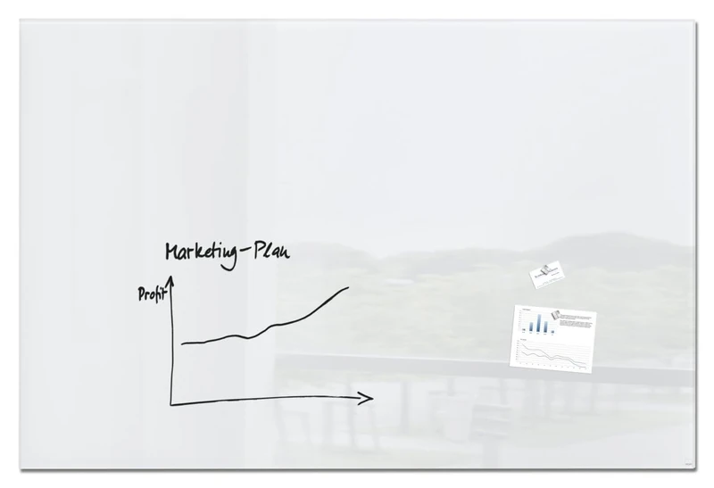 SIGEL GL230 Premium Glass magnetic Board / White Board, glossy surface, 180 x 120 cm, easy mounting, super White - Artverum - Image 1