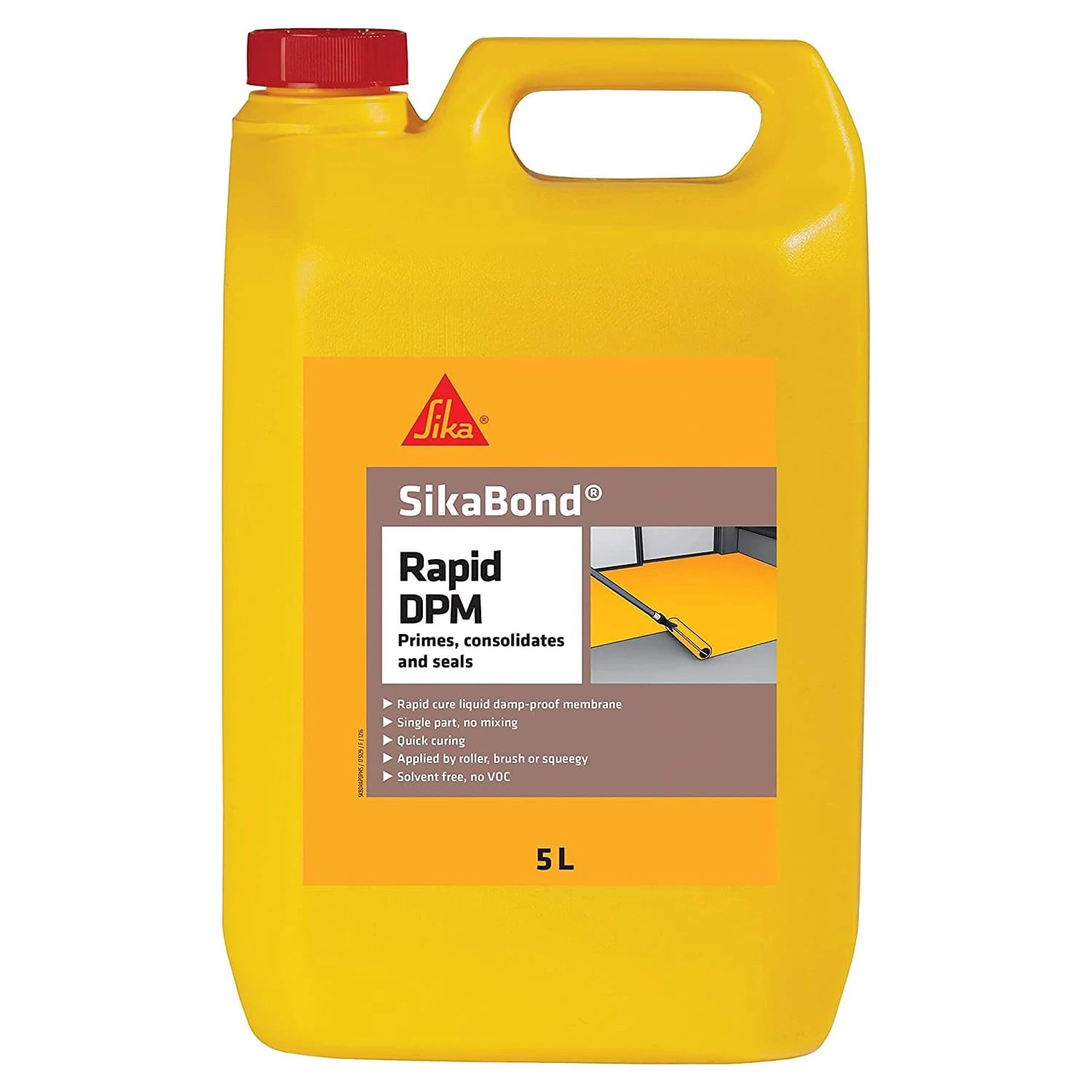 Sika SikaBond Rapid DPM (Damp Proof Membrane) Liquid – Primes and Seals Subfloors – Rapid Drying – Brown – 5 Litre