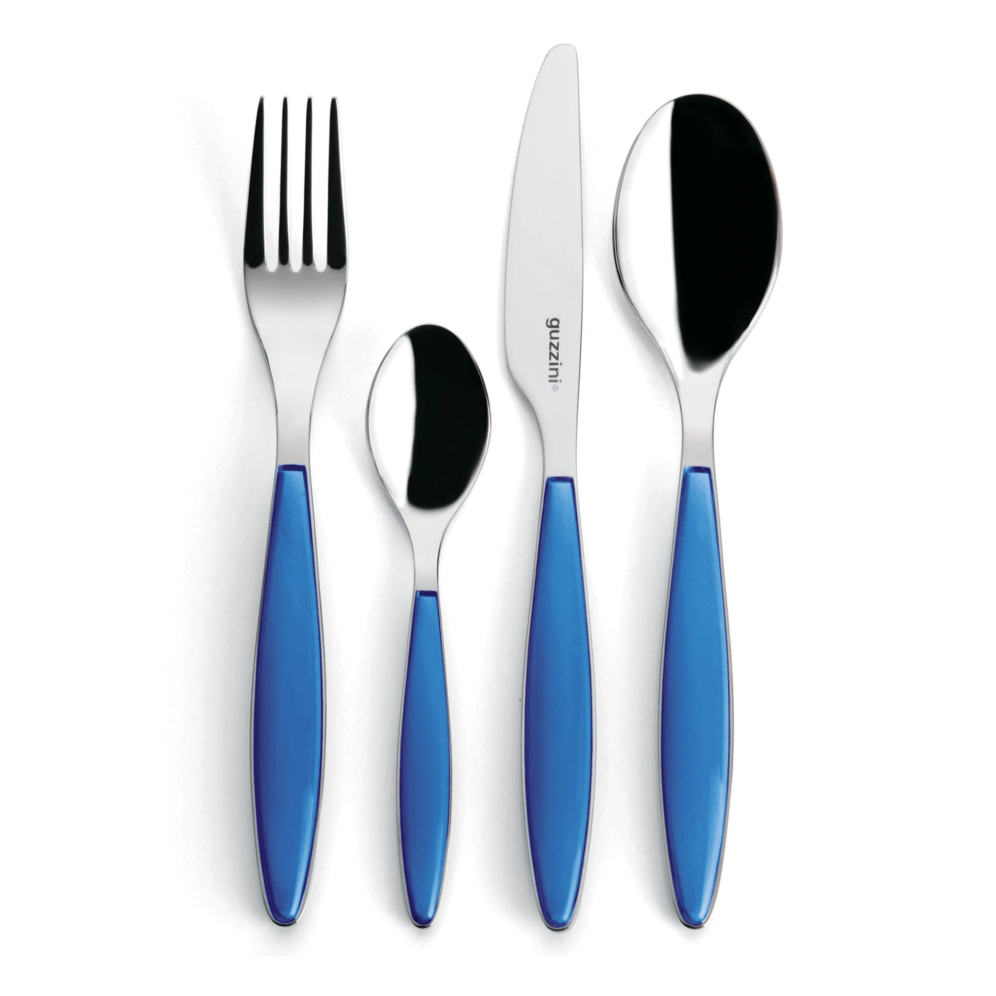 Guzzini - Feeling, 24-Piece Cutlery Set - Mediterranean Blue, 15.8 x 7.5 x h25.5 cm - 23000076