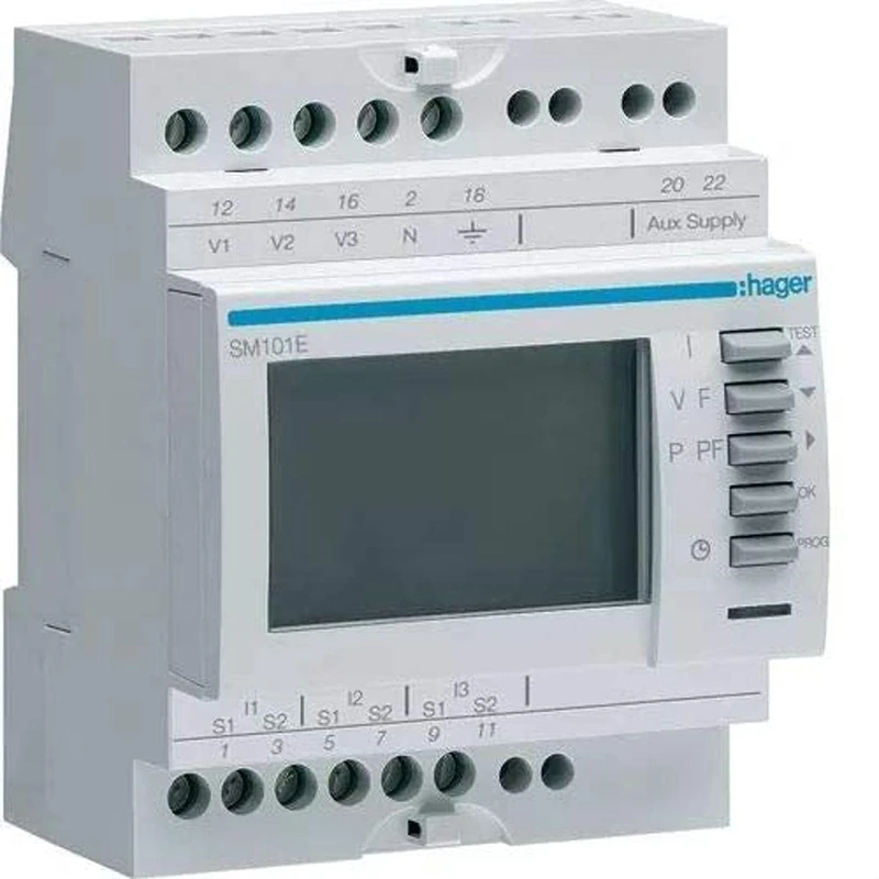 Hager SM101E - MULTIMETRO DGT V-I-F-P-Q-A-COSFI-TEMPO 4M