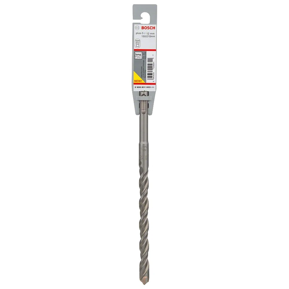 Bosch 2608831033 "SDS Plus-3" Hammer Drill Bit, 0 V, Grey, 12 x 150 x 210 mm