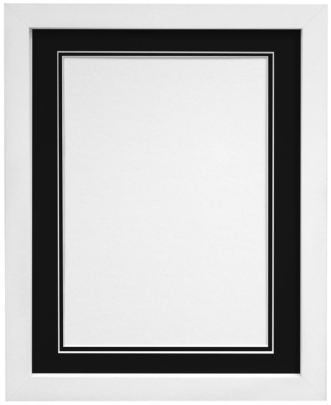 FRAMES BY POST H7 White Picture Photo Frame With Black Double Mount 30"x20" for Pic Size A2 (Plastic Glass)