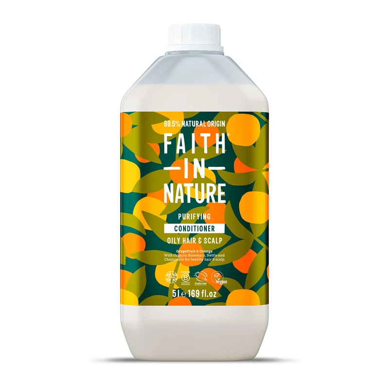 Faith In Nature Natural Grapefruit & Orange Conditioner, Purifying for Oily Hair & Scalp, Vegan & Cruelty Free, No SLS, Silicones or Parabens, 5L Refill Pack