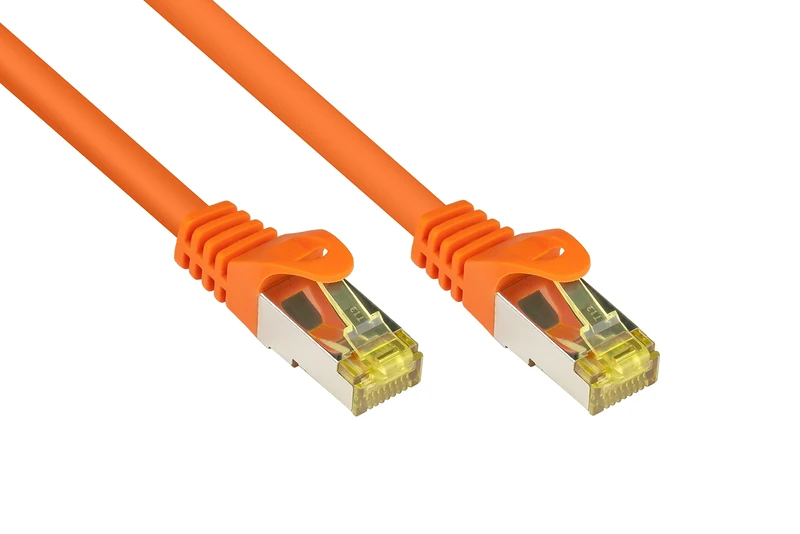 Good Connections RJ45 Ethernet LAN Patch Cable with Cat. 7 Raw Cable and Latch Protection RNS, S/FTP, PiMF, Halogen-Free, 500MHz, OFC, 10-Gigabit Compatible (10/100/1000/10000-Base-T Ethernet