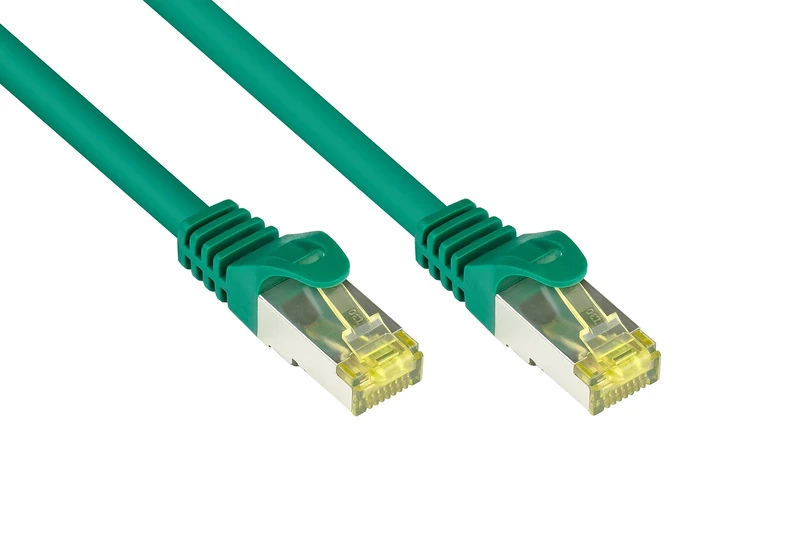 RJ45 network connection cable CAT 7 S/FTP 20.00 m green Flammwidrig, with Rastnasenschutz Good Connect