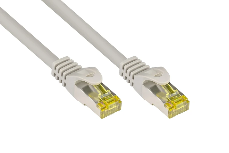 Good Connections RJ45 Ethernet LAN Patch Cable with Cat. 7 Raw Cable and Latch Protection RNS, S/FTP, PiMF, Halogen-Free, 500MHz, OFC, 10-Gigabit Compatible (10/100/1000/10000-Base-T Ethernet