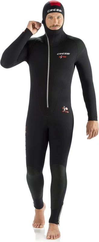 Cressi Diver Man Monopiece Wetsuit - Premium Wetsuit for Man with Fixed Hood