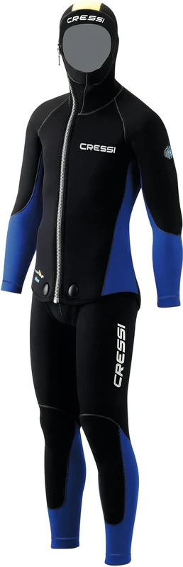Cressi Men's Medas 5mm Two Piece Neoprene Wetsuit Jacket Longjohn - Black/Blue, X-Large