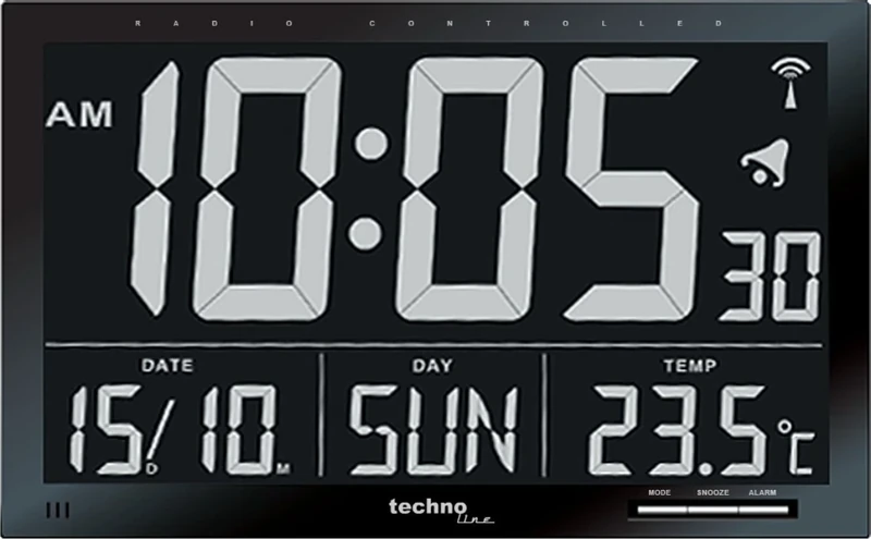 Technoline WS8007 Extra Large Black Digital Weather Clock
