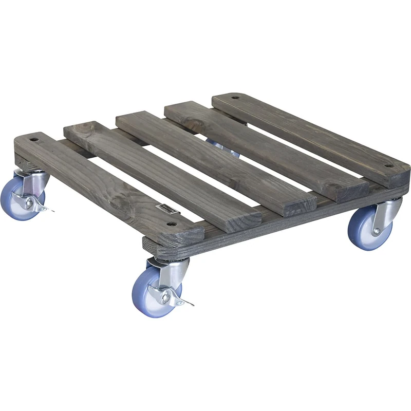 WAGNER VINTAGE 40 x 40 x 12 cm Plant Trolley, Grey, Solid Wood, 200 kg Capacity, FSC-Certified, Indoor/Outdoor Use