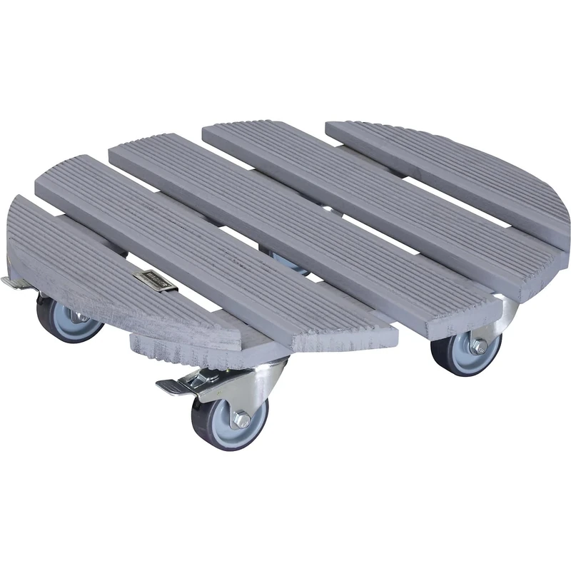 Wagner Plant trolley CREO Ø 38 x 10,5 cm | Flower trolley made of FSC-certificated solid wood for indoor + outdoor use, beech grey, 2 total breaks | Load capacity 200 kg | Made in EU - 20086301