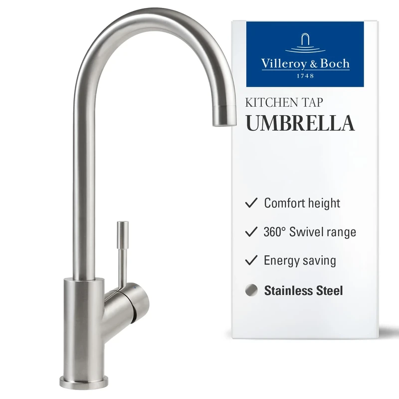 Villeroy & Boch 925300 Umbrella Kitchen Sink tap, Solid Stainless Steel