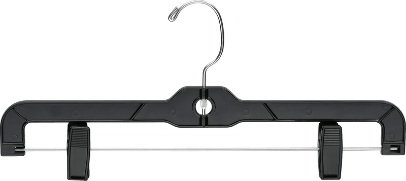 The Great American Hanger Company Plastic Bottoms Hangers with Pinch Grips, Black, Box of 100