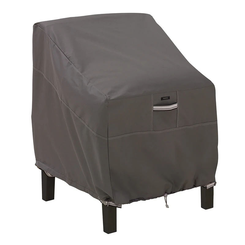 Classic Accessories 55-160-015101-EC Ravenna Patio Lounge Chair Cover Premium Outdoor Furniture Cover with Durable and Water Resistant Fabric, Taupe, Large