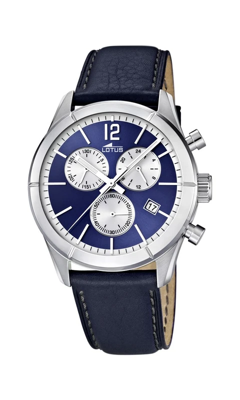 Lotus Men's Quartz Watch with Blue Dial Chronograph Display and Blue Leather Strap 15850/7