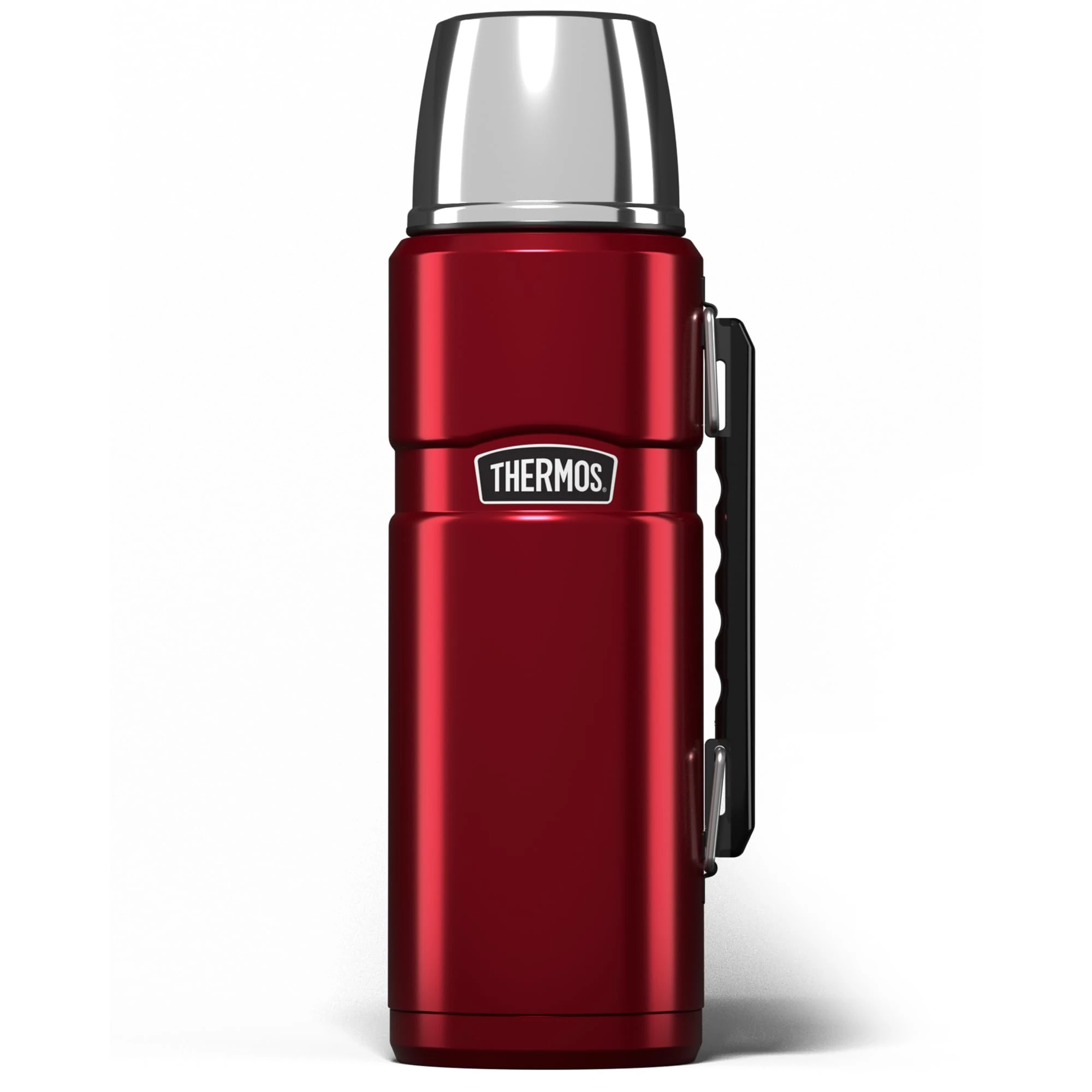 Thermos - Stainless King Red Travel Flask (1.2L) - Premium Leak Proof Insulated Tea & Coffee Flask for Hot & Cold Drinks, Built-in Cup, Twist-Pour Stopper, BPA-Free, Durable Steel