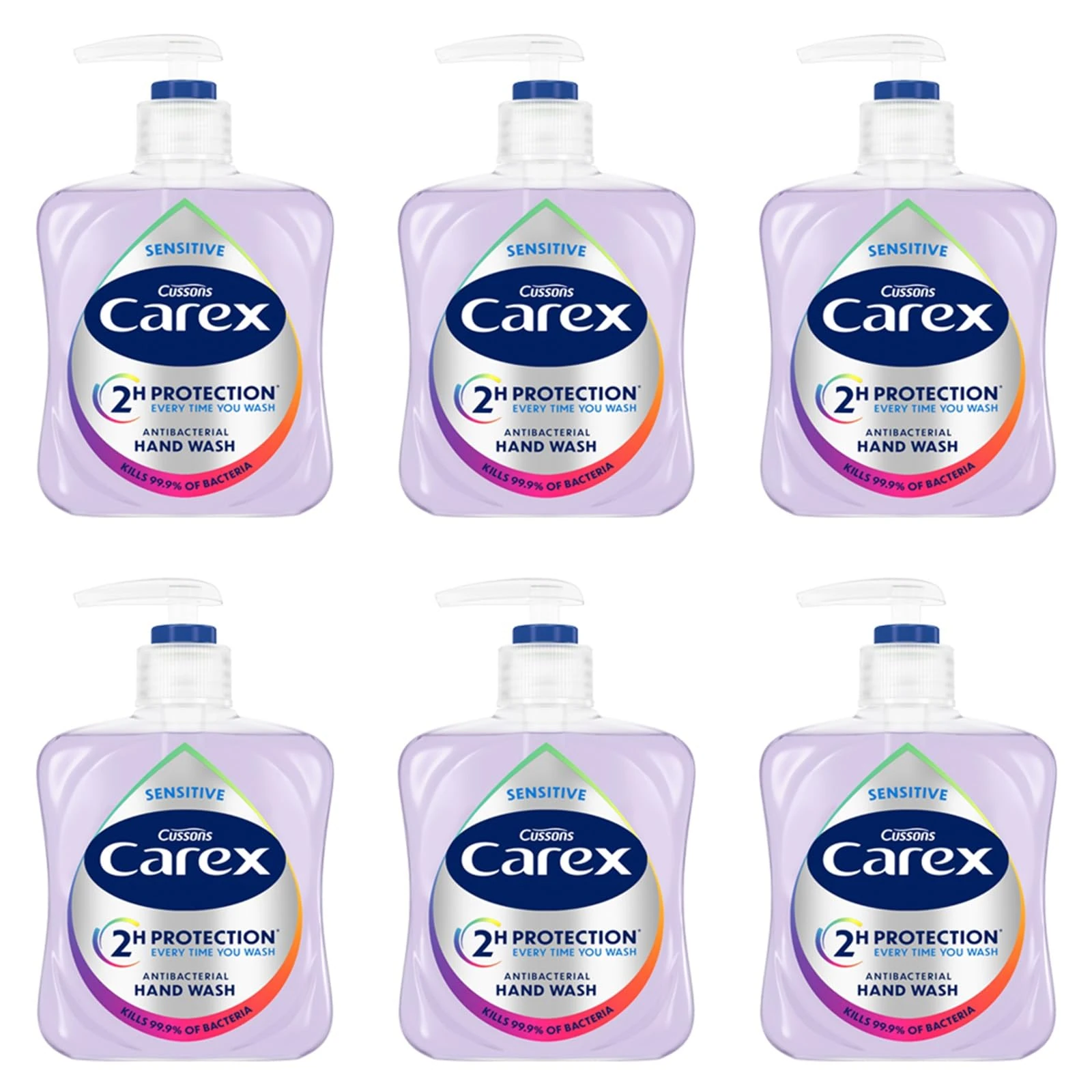 Carex Dermacare Sensitive Antibacterial Hand Wash, Soap for Senstive Skin, Gentle and Protects Hands, Bulk Buy, Pack of 6 x 250ml