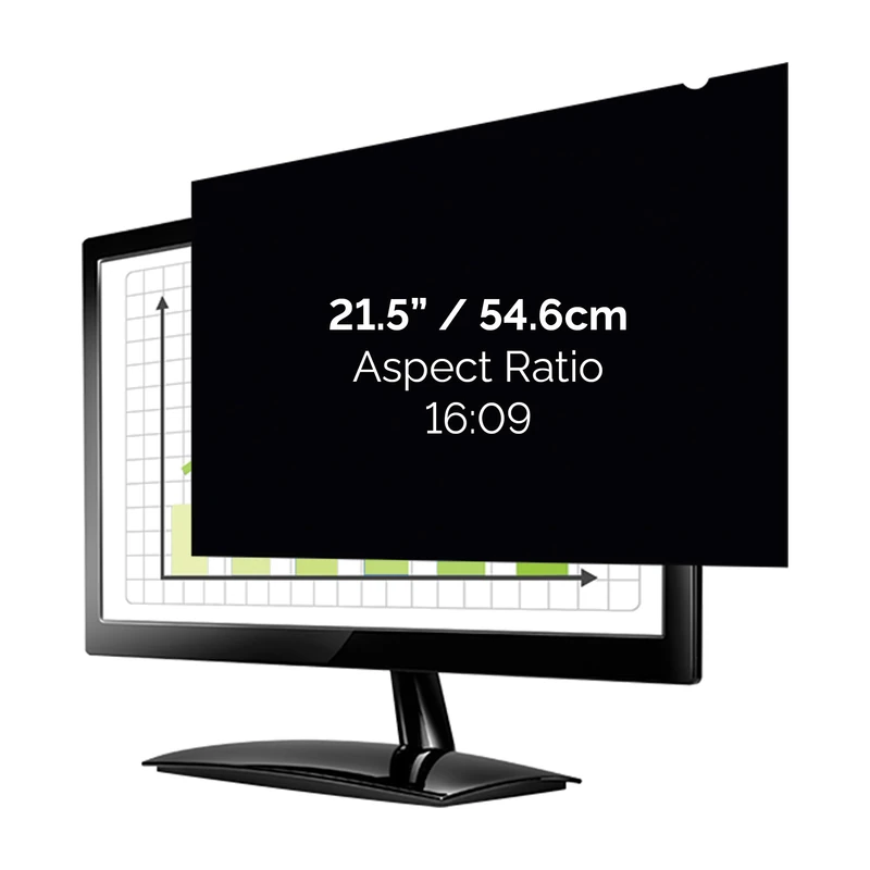 Fellowes PrivaScreen Black Out Privacy Filter Anti Glare Screen Protector for Monitor 21.5" Inches (16:09 Aspect Ratio) 477 x 268mm - Easy Attach & Removal with Quick Reveal Tabs